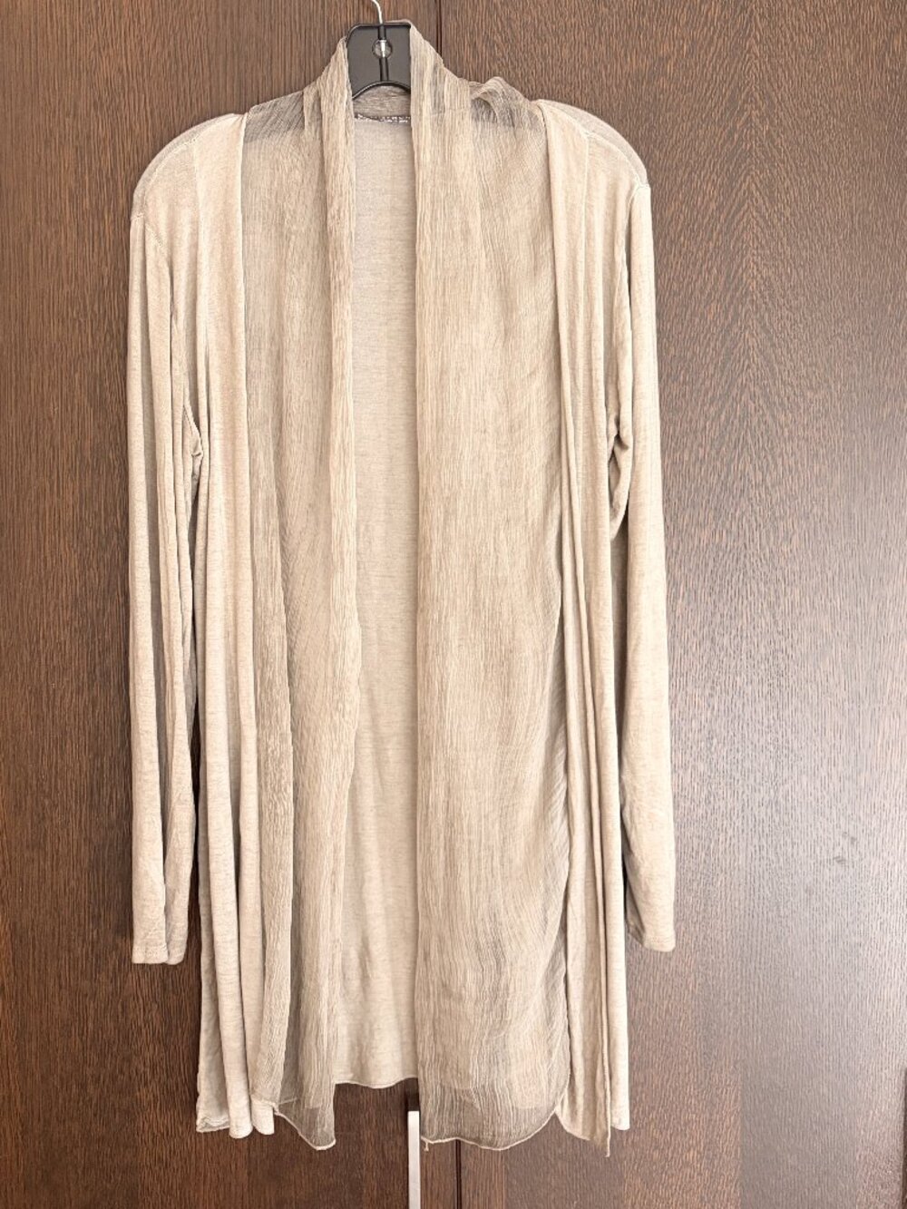 Pistache Beige Silk blend Cardigan-Sheer Trim-Made in Italy-Large/XL